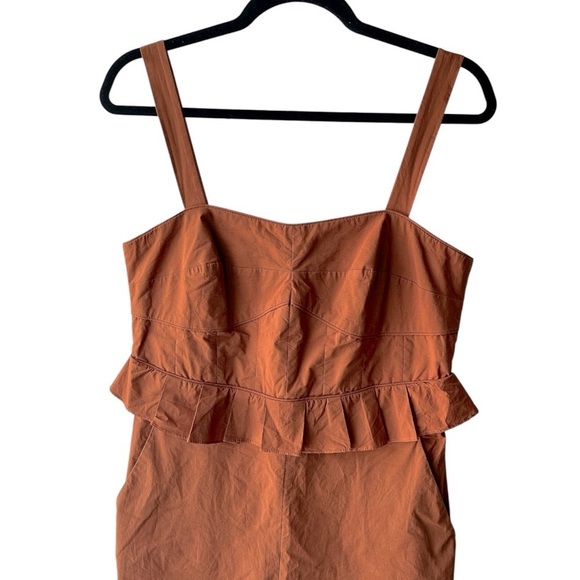Sea New York O’Keefe Corset Ruffle Wide Leg Cropped Jumpsuit Burnt Orange 10 - Picture 2 of 13